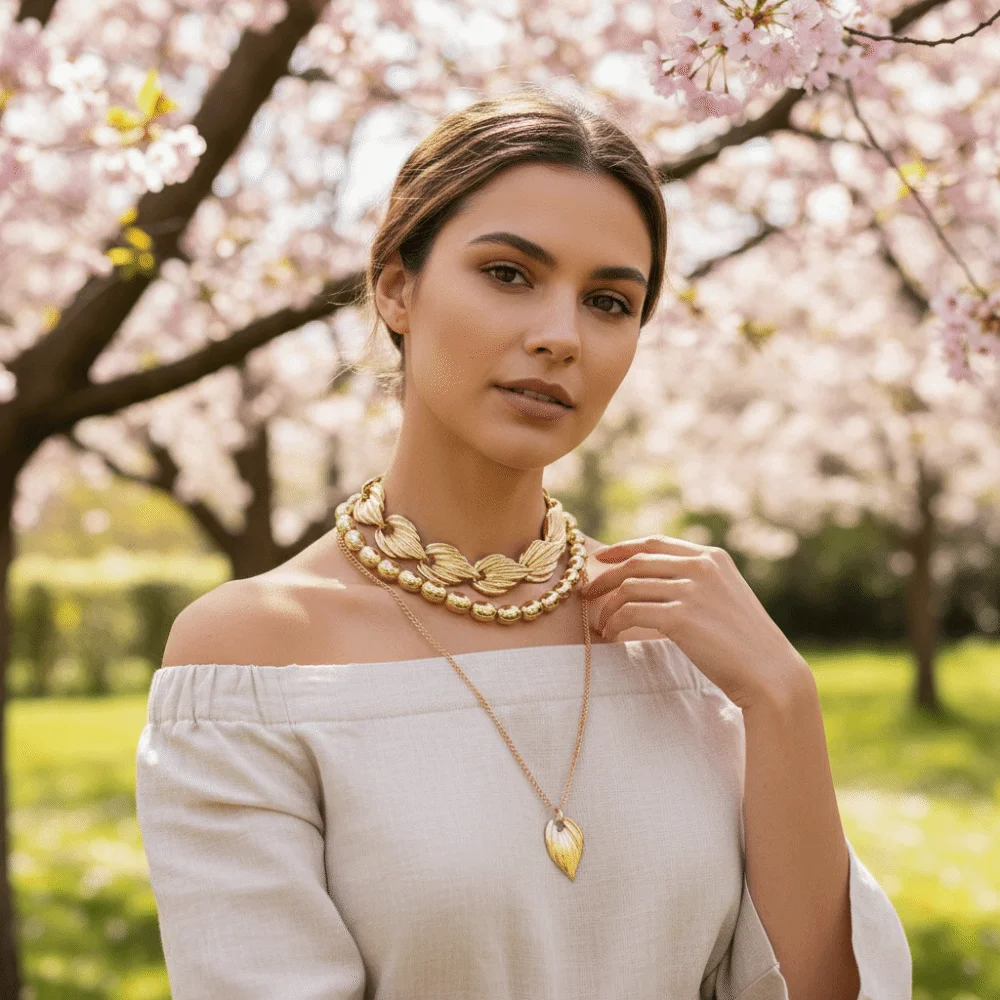 

Trendy Jewelry Textured Leaf Leaf Pendant Alloy Layering Personality Choker Vintage Jewelry Daily Wear