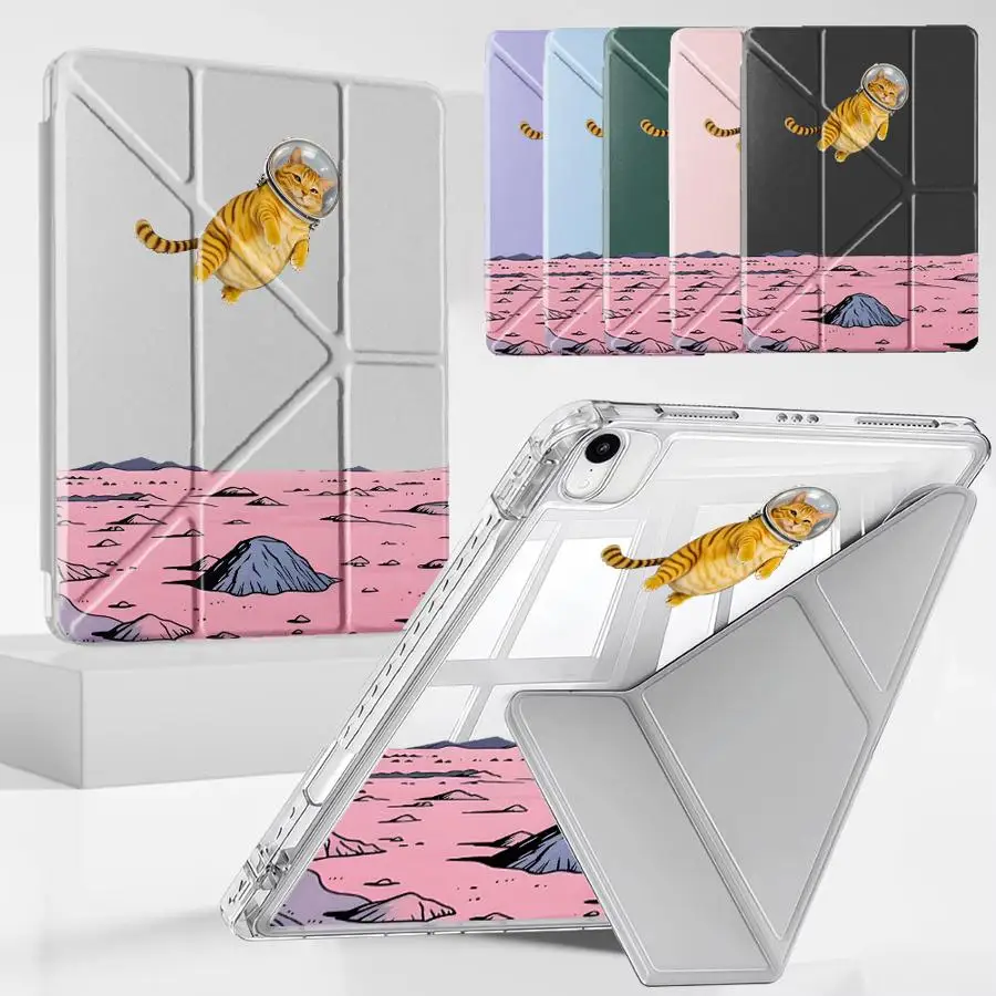 Space Cat Tablet Case For iPad Pro 2025 Air 4 5 M3 M2 M4 11inch Mini 6 7 Pro 11th 10th 9th 8th 7th 12.9inch Holder Cover Y-Fold