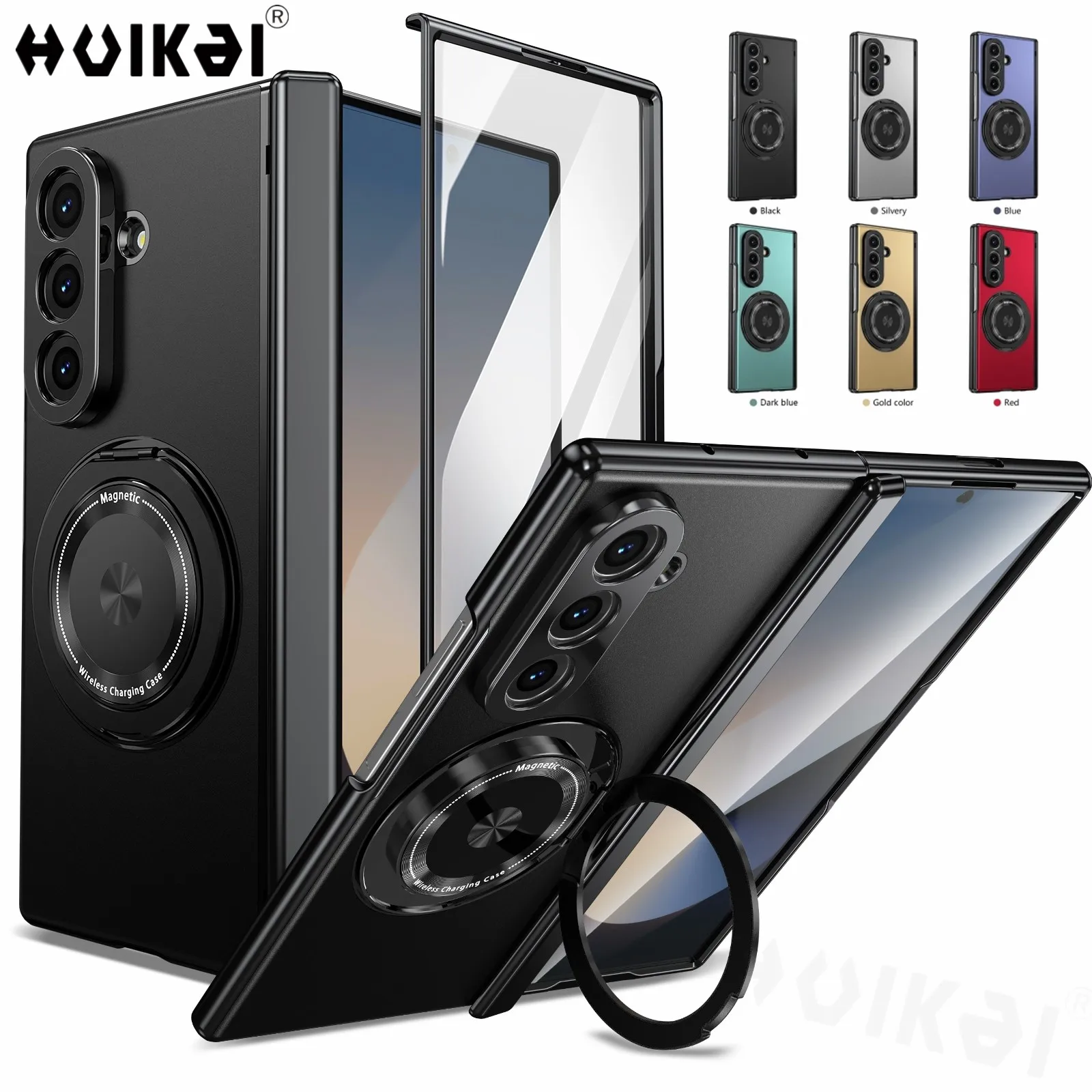 

Чехол для Samsung Galaxy Z Fold 7 5G Z Fold 6 5, встроенная защитная пленка для экрана, вращающаяся магнитная подставка, защита шарнира, полный корпус