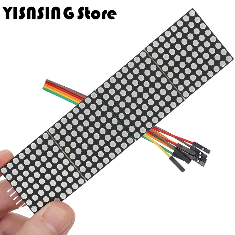 MAX7219 Dot Matrix Module Microcontroller 4 In One Display with 5P Line 4 in 1 Red/Green