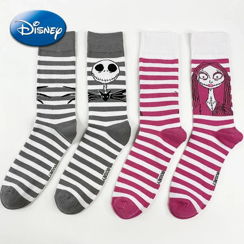

Disney The Nightmare Before Christmas Cotton Sock Jack Sally Cartoon Stripe Printing Stocking Women Men Adult Winter Warmth Gift