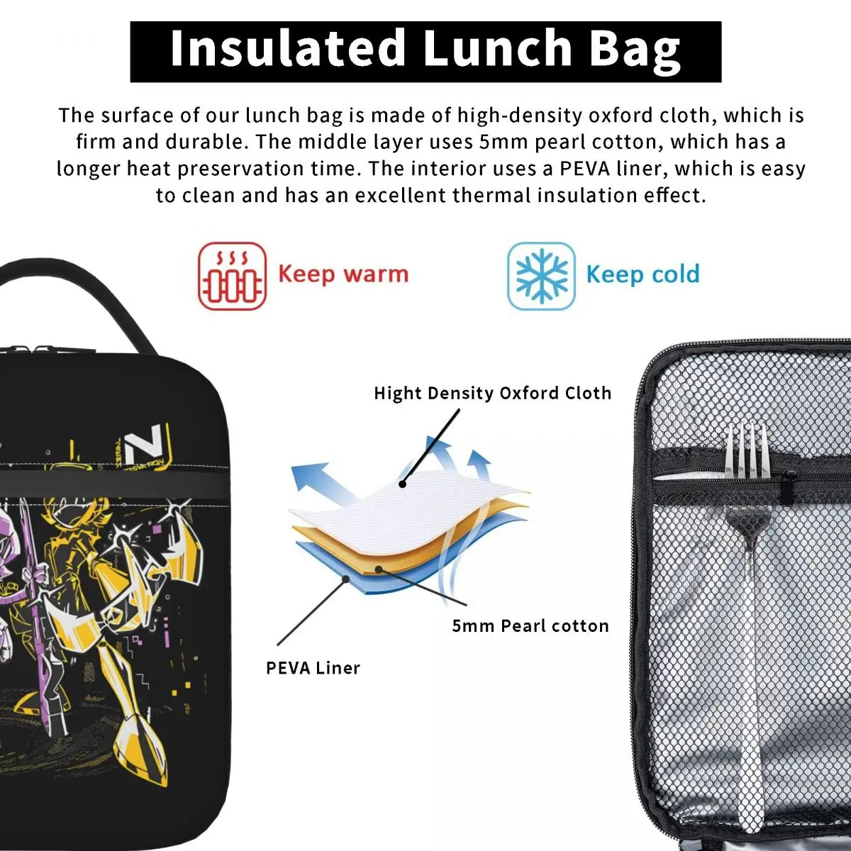 N e Uzi-Lunch Bags Isolados, Leakproof Food Bag, Refrigerador, Caixas Térmicas para Piquenique, Drones Assassinato