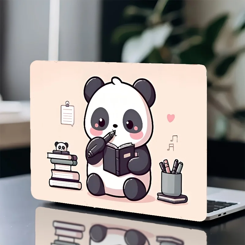 2 Piece Cartoon Panda Laptop Light Brown Polyester Scratch Resistant Waterproof Durable Easy Tear and Easy Stick No Glue