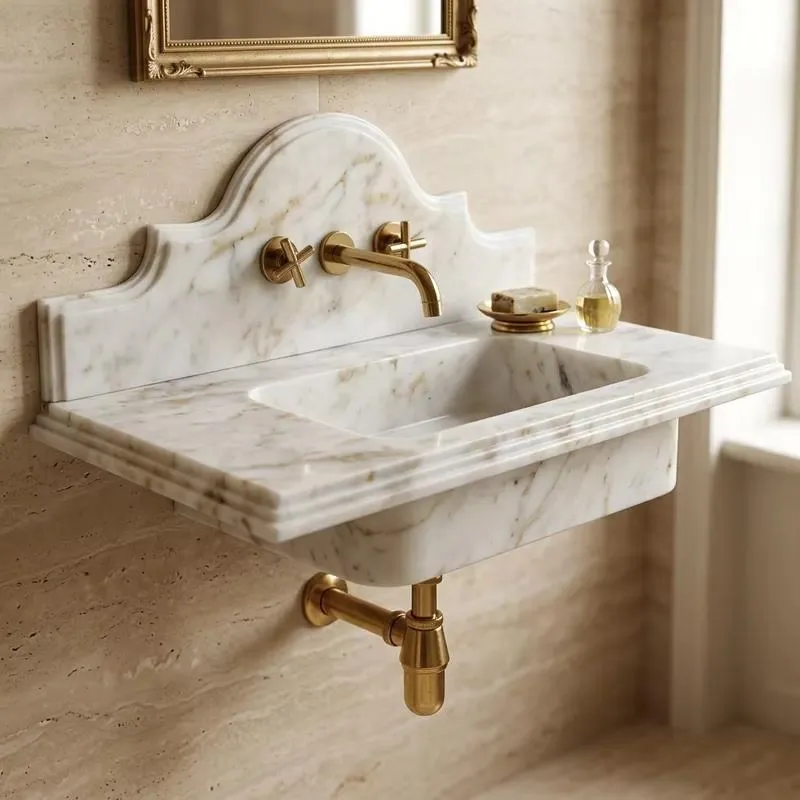 Polished Caracatta Viola Marble Sink Natural Agate Granite Stone Basin Single Hole Bathroom Washbasin Easy to Clean