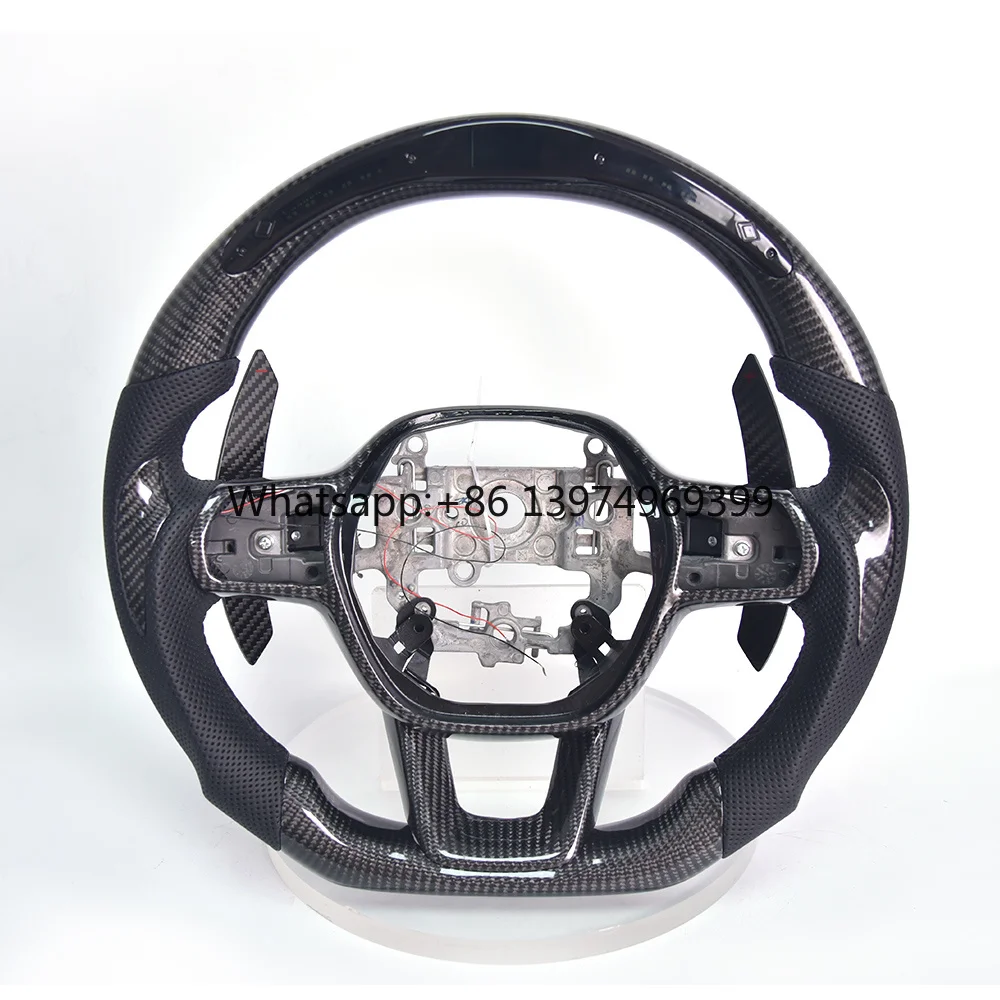 Suitable for Honda 11th Generation Civic Modified LED Carbon Fiber Steering Wheel Assembly with Leather Punching Customization