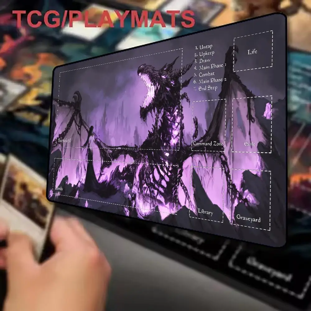 Dark Purple Skeleton Dragon Playmat Magic Card Battle Mat  MousePad Magic Card Battle Mat MTG Anti-Slip Gathering Gaming TCG Mat