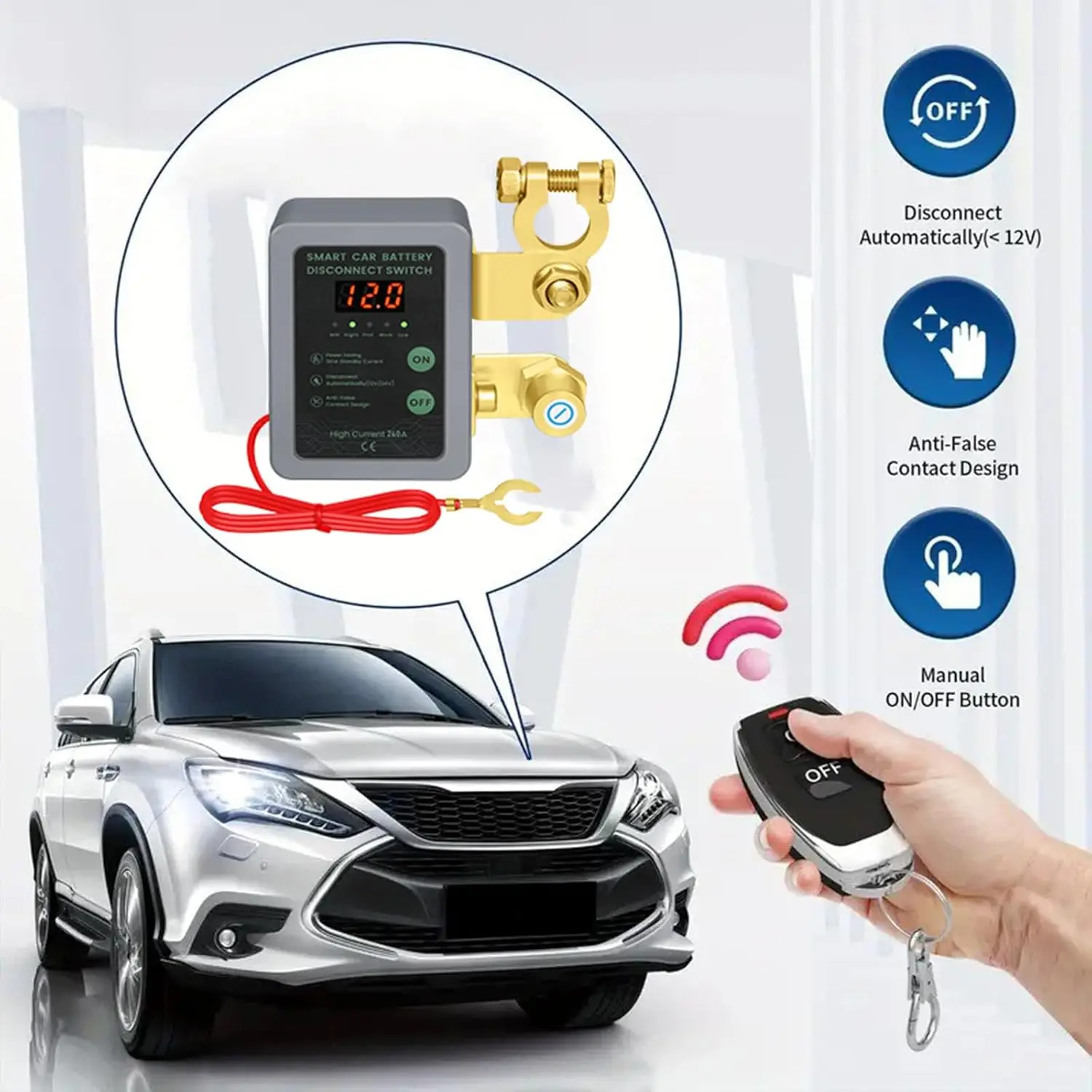 12V Batterie Trennen Netzschalter Abschaltung Cut Off Kill Schalter Mit Fernbedienung Schalter Für Auto Lkw mit Digital Display – Detail 3