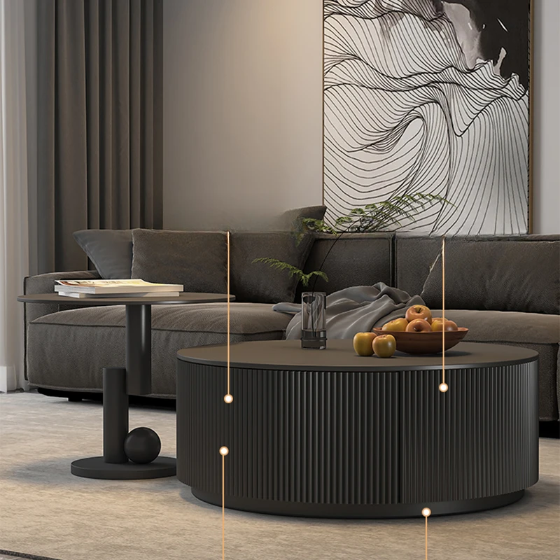 Living Room Coffee Table Bedroom Round Simple Black Low Coffee Table Nordic Center Modern Tavolino Da Salotto Home Furniture