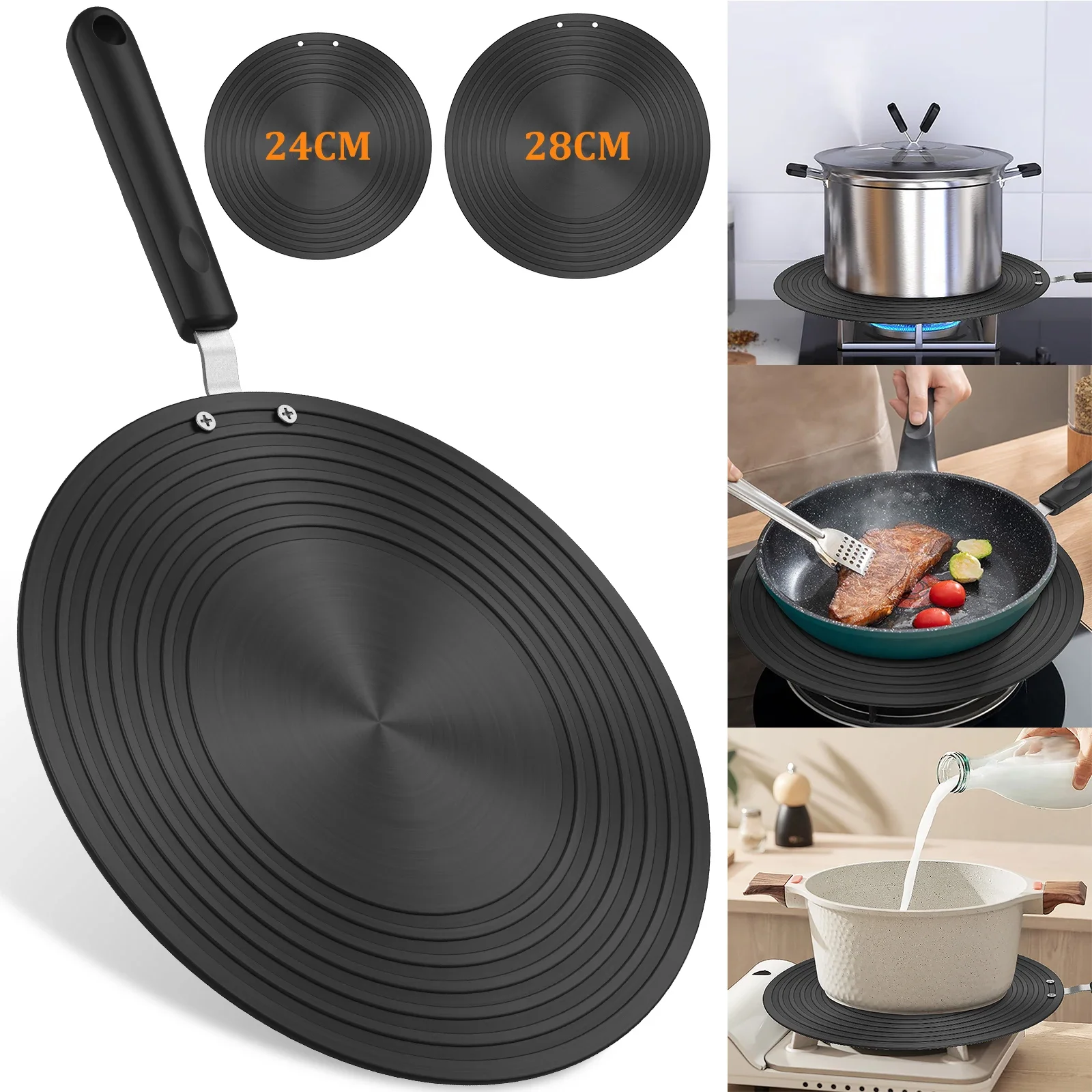 Induction Adapter Plate Double Sided Heat Diffuser Plate with Handle Non Slip Heat Conduction Plate Aluminium Alloy Heat