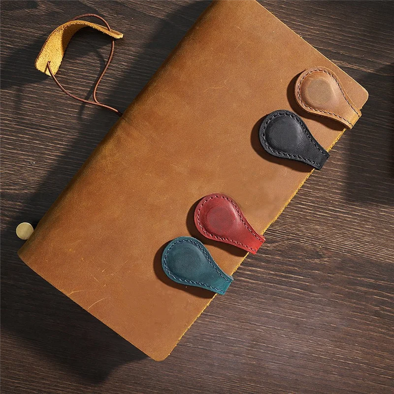 示されているように、4 ピースレザー磁気ブックマーク牛革トップグレインレザー磁気ブックマーク