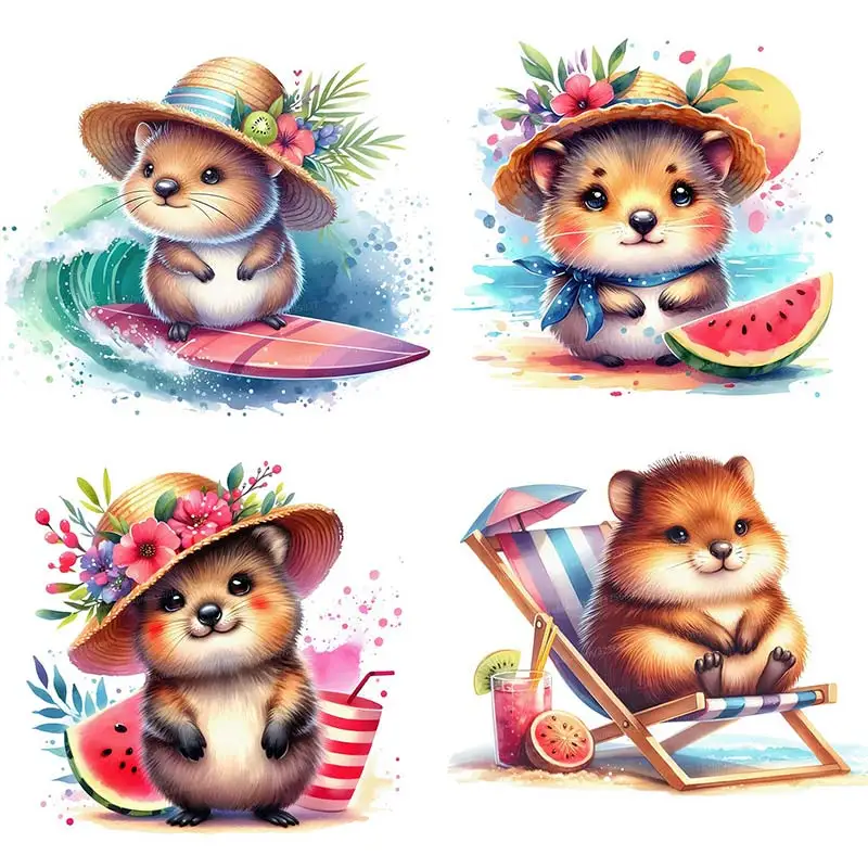 

Cute Cartoon Mouse Beach in Summer Toilet Lid Decal Waterproof WC Door Sticker Removable Decor Household Stickers S263