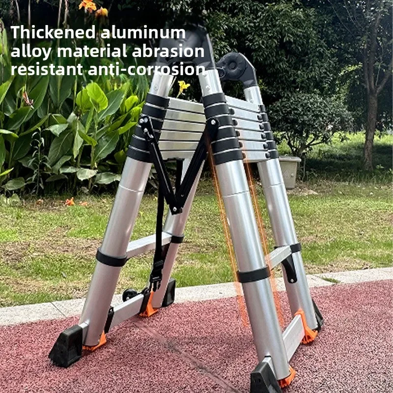텔레스코픽 사다리 두꺼운 알루미늄 합금 내마모성 헤링본 사다리 가정용 접이식 사다리