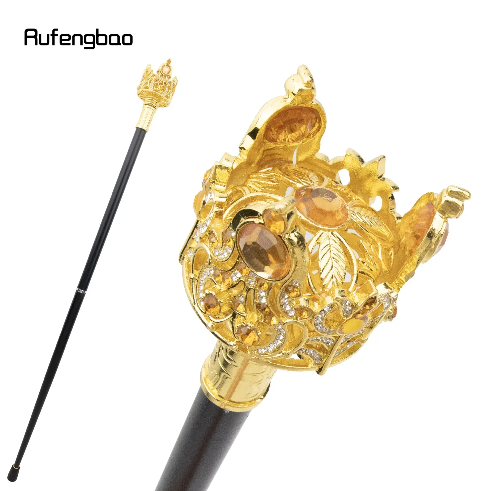 Bastone da passeggio con diamante artificiale con corona dorata Bastone da passeggio decorativo alla moda Bastone da palcoscenico per performance gentiluomo 90 cm