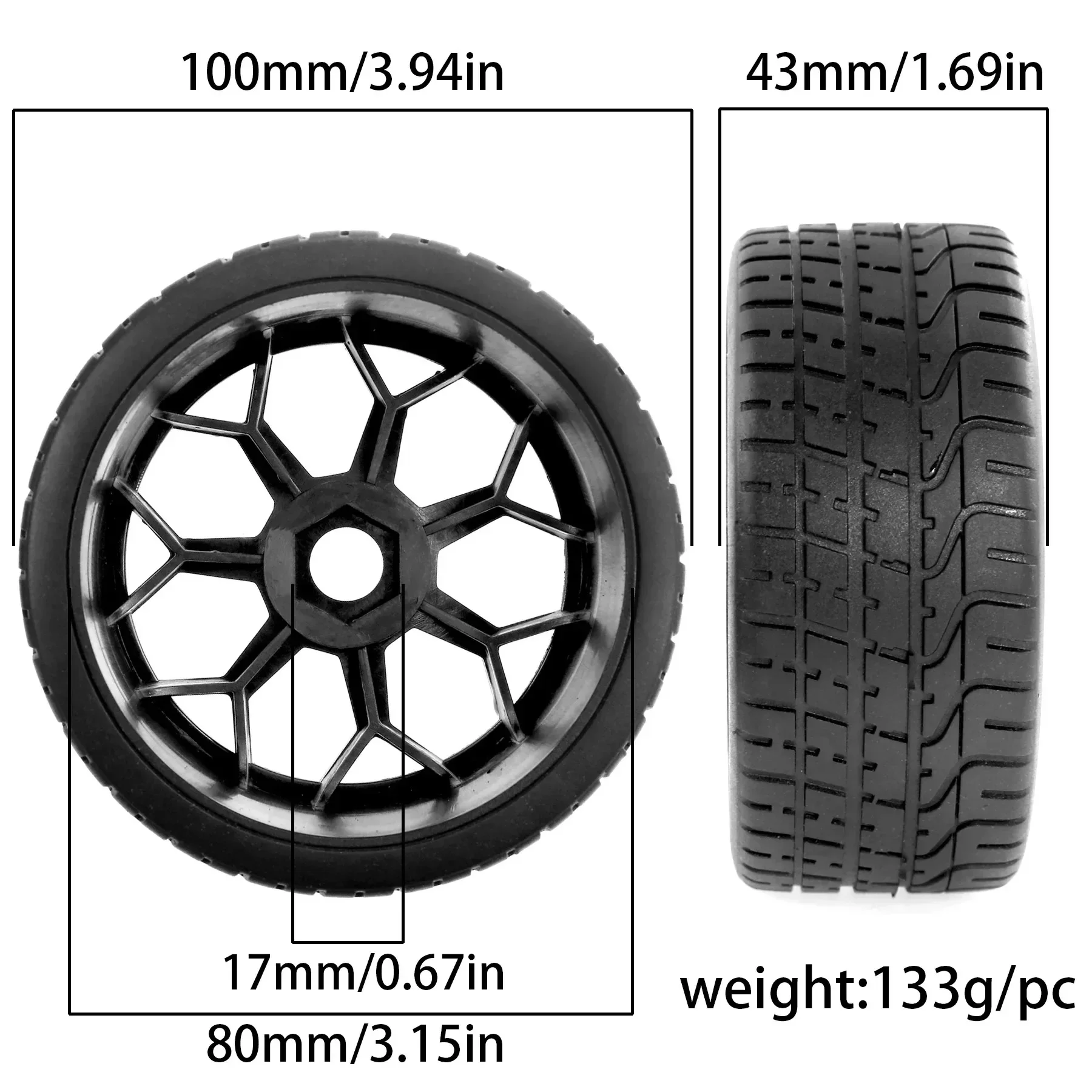 

2.9-дюймовые RC-колеса с сотовыми ступицами (OD 3.94 дюйма) для Arrma Felony, Infraction 6S, BLX, Typhon 3S, 6S, MEGA550 Unlimited