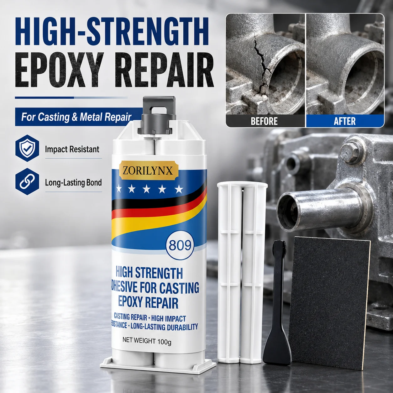 Strong Foundry Glue, High Temperature Resistant Casting Repair, Metal Repair Glue, Liquid Welding Filler for Defects and Repairs