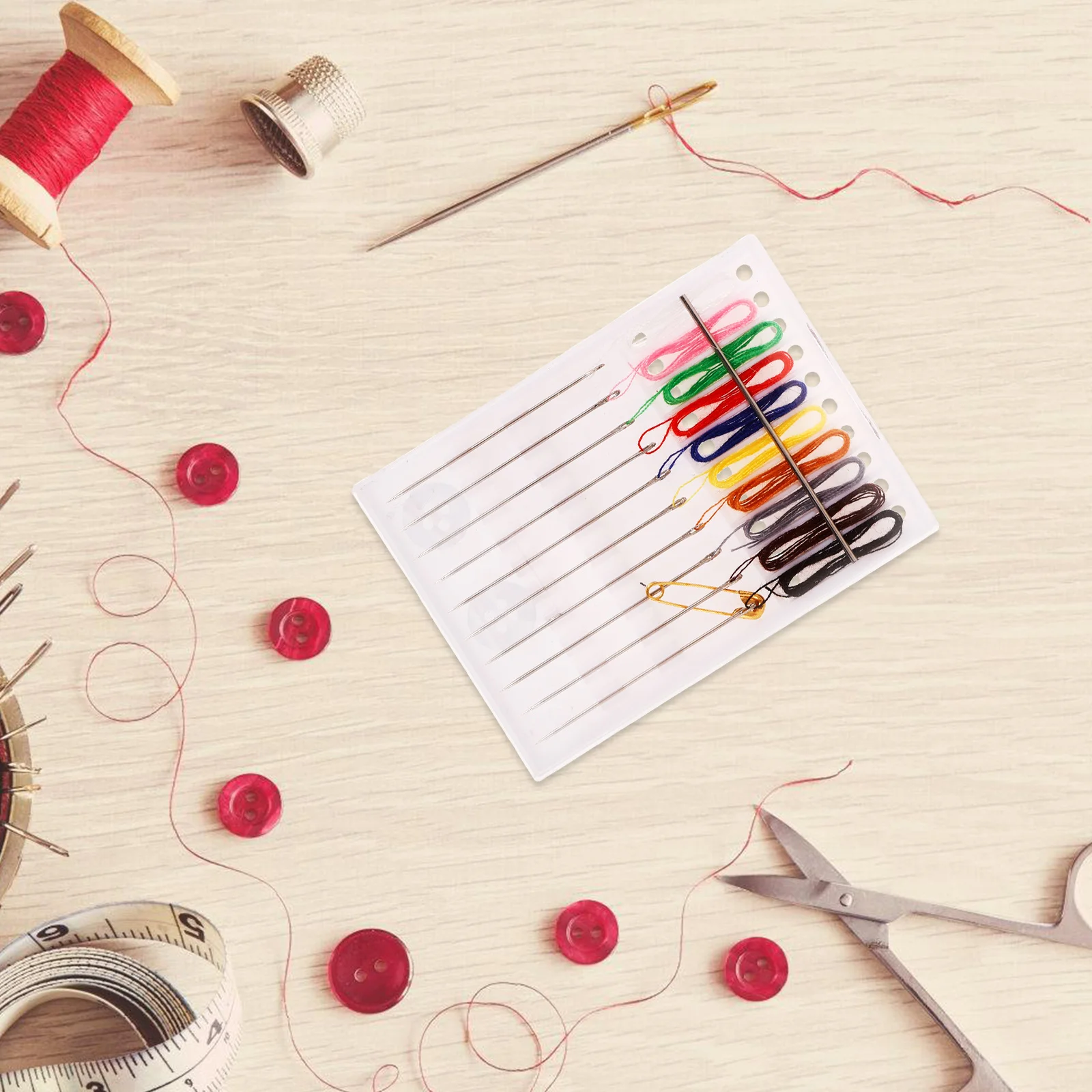 

2 Sets White Large Small Portable Mini Travel Sewing Kit Needlework Tools Thread Needles Supplies Kits Household Repair DIY