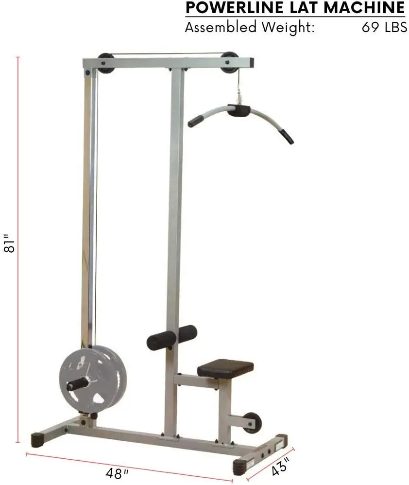 Powerline By Body-Solid (Plm180X) Lat Pull Down Machine - Home Gym With High & Low Pulleys, Heavy Gauge Steel Construction,