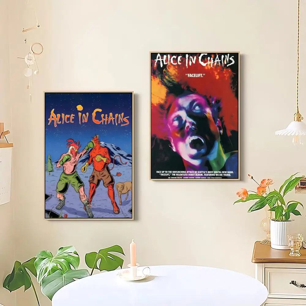 Retro Music Alice In Chains Poster HD art sticky wall waterproof home living room bedroom bar aesthetic decoration