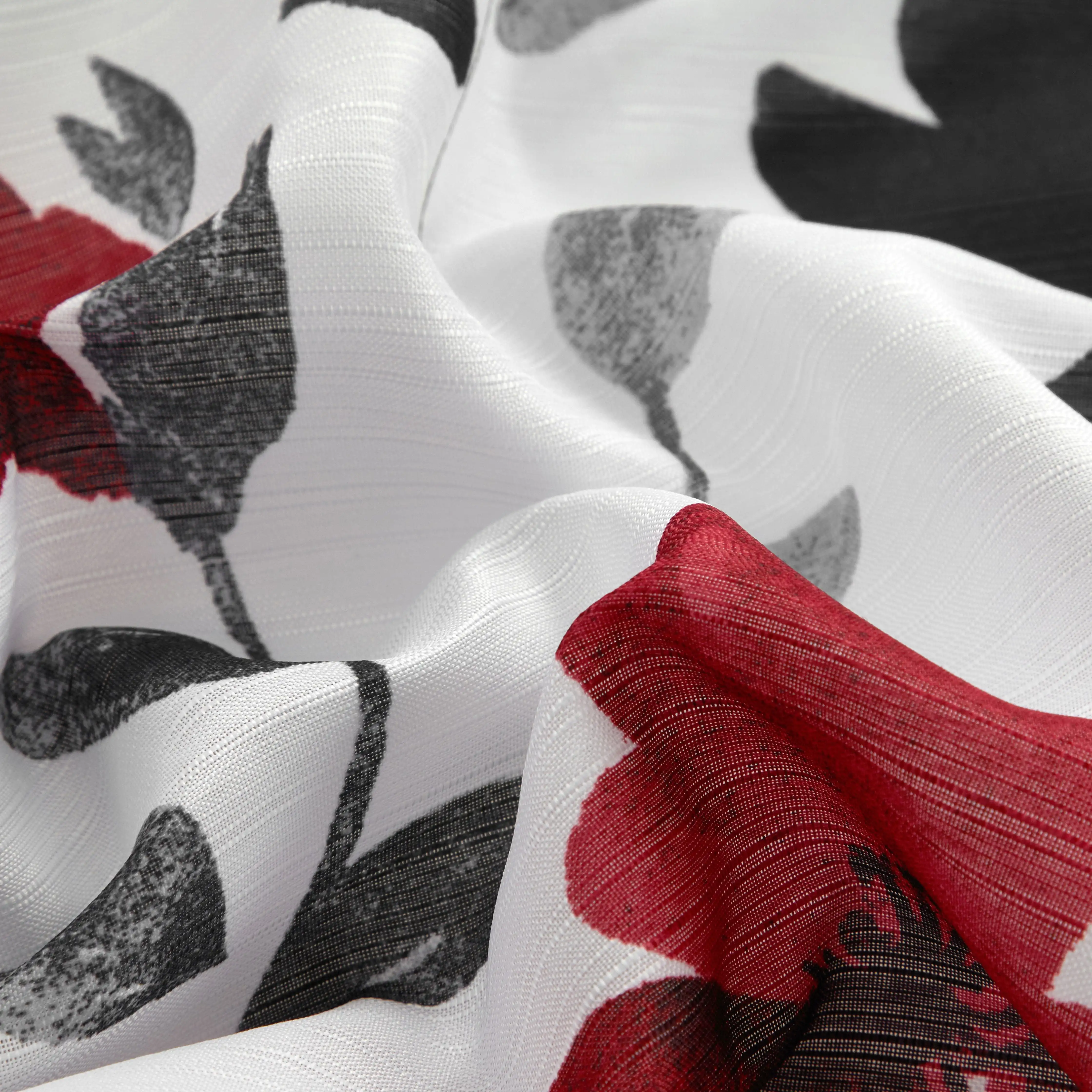 Zwart rood en grijs bloemen douchegordijn, 72" X 72", polyester, douchegordijn, gordijn