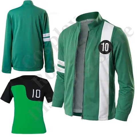 Anime Ben10 Alien Force Ben Tennyson Cosplay Unisex Sweatshirt Jacket Hoodies Zipper Coat Casual Uniforms Halloween Outfits