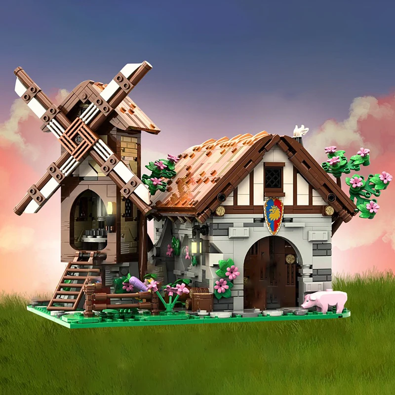 

Street View Model Moc Building Blocks Knight's Home Model Technology Bricks DIY Assembly Medieval Countryside Toys Gifts