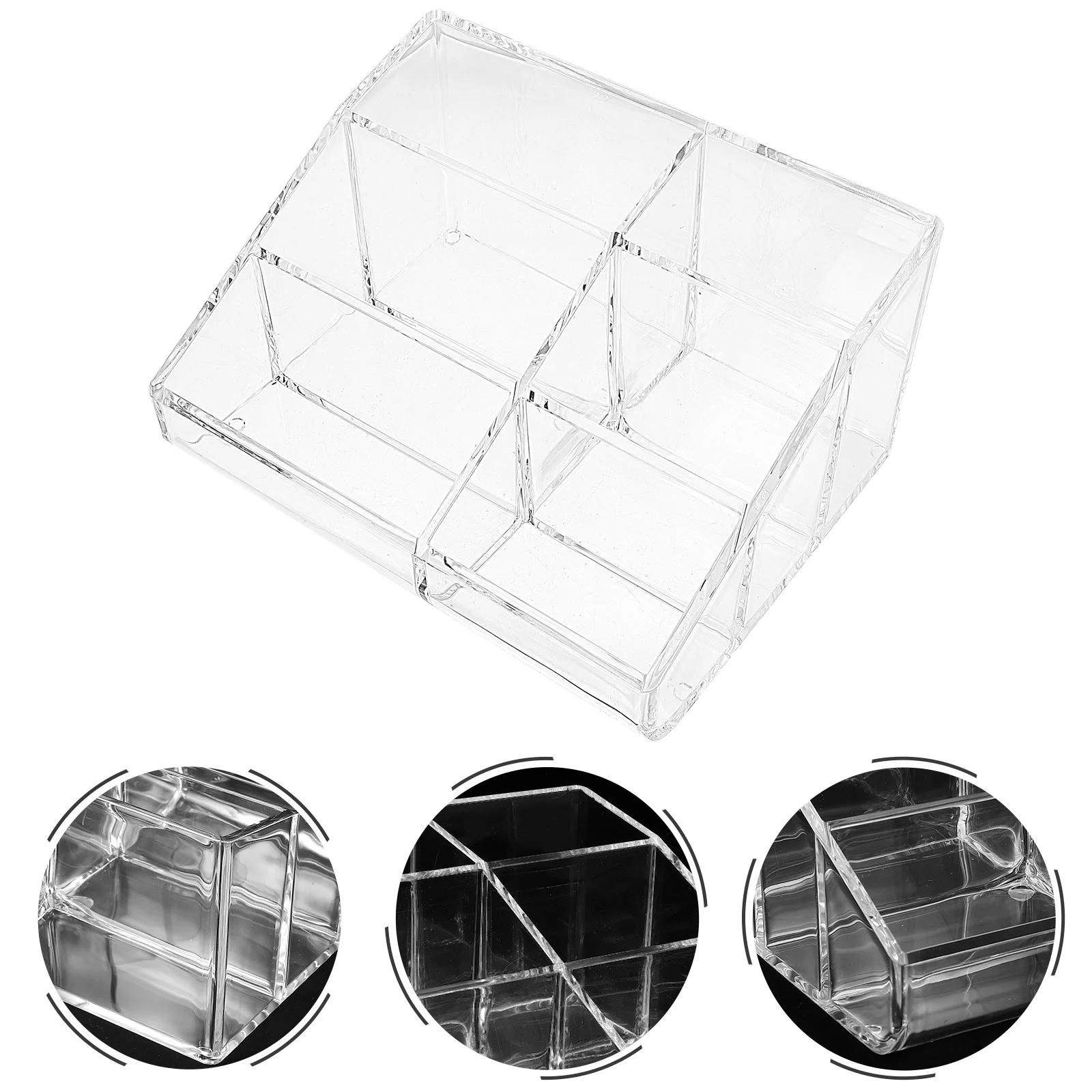 صندوق منظم مكياج من الأكريليك مكون من 6 أقسام، حقيبة تخزين شفافة لسطح المكتب لأدوات العناية بالبشرة وأحمر الشفاه #6