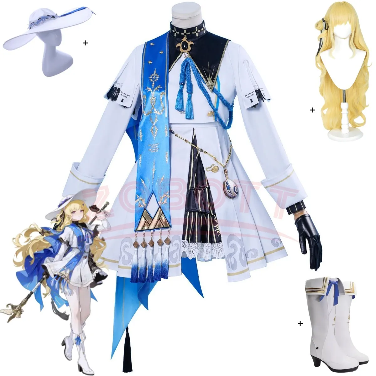 

Phoebe Cosplay Costumes Wig Wuthering Waves Woman Game Suit Print Socks Anime Party Uniform Halloween RolePlay