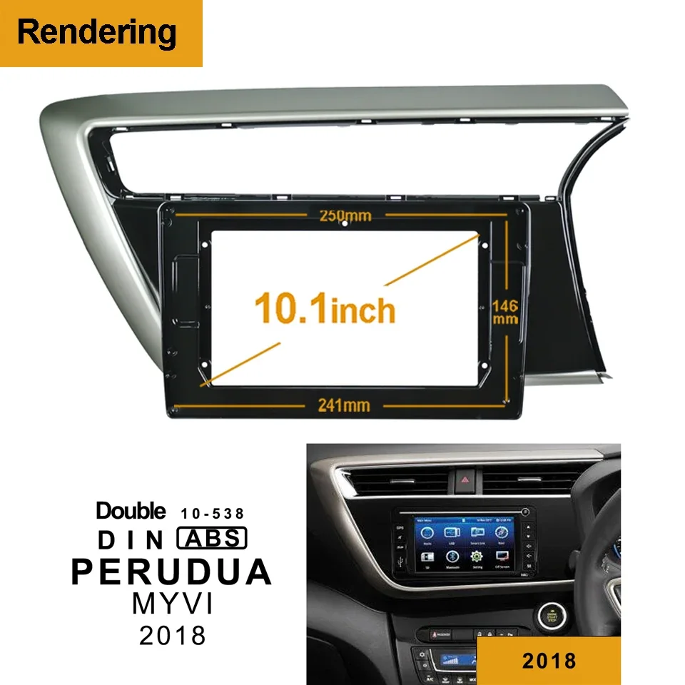 

2Din Car DVD Only Frame Audio Fitting Adaptor Dash Trim Kits Facia Panel 10.1inch For PERUDUA Myvi 2018 Double Din Radio Player