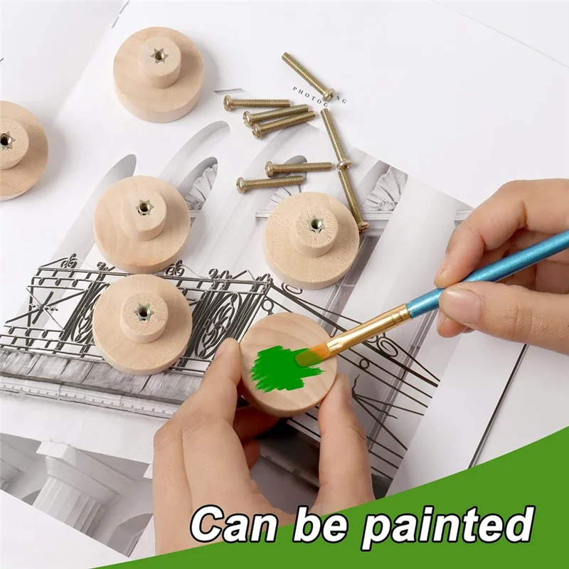 ABHU круглые деревянные ручки для ящиков, деревянные ручки для ящиков для мебели, подходят для ящика, гардероба, комода (24 шт.)