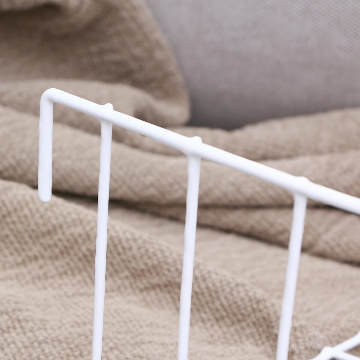 

White Iron Wire Mesh Storage Basket Durable Rust Proof Hangs on Grill Saves Space Picnic Camping Cookware Shelf Rack Storage