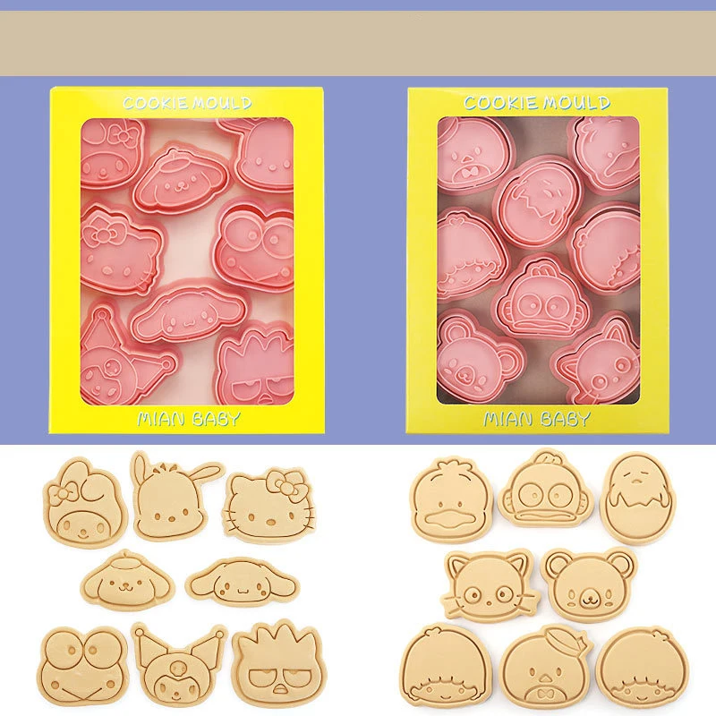 

Hello Kitty Cartoon Cookie Cutter Set Sanrio Cute Figure Kuromi Cinnamoroll Modeling Dessert Mold Kitchen Supplies Tools