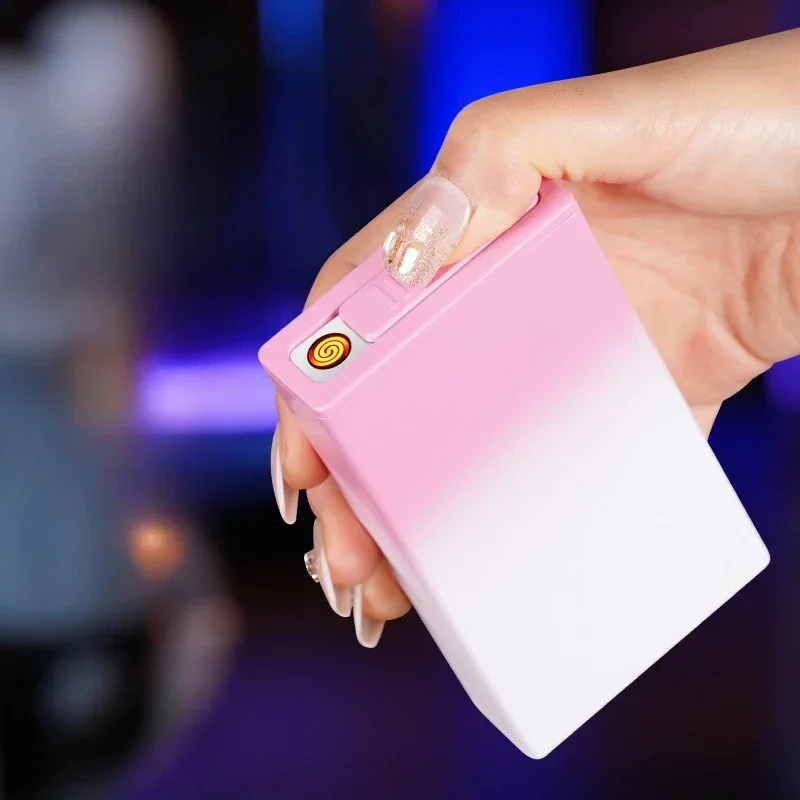 2026 New Type-C Fast Charging Cigarette Case Lighter 20 Cigarettes Slim Cigarette High-looking Women's Cigarette Case Cute
