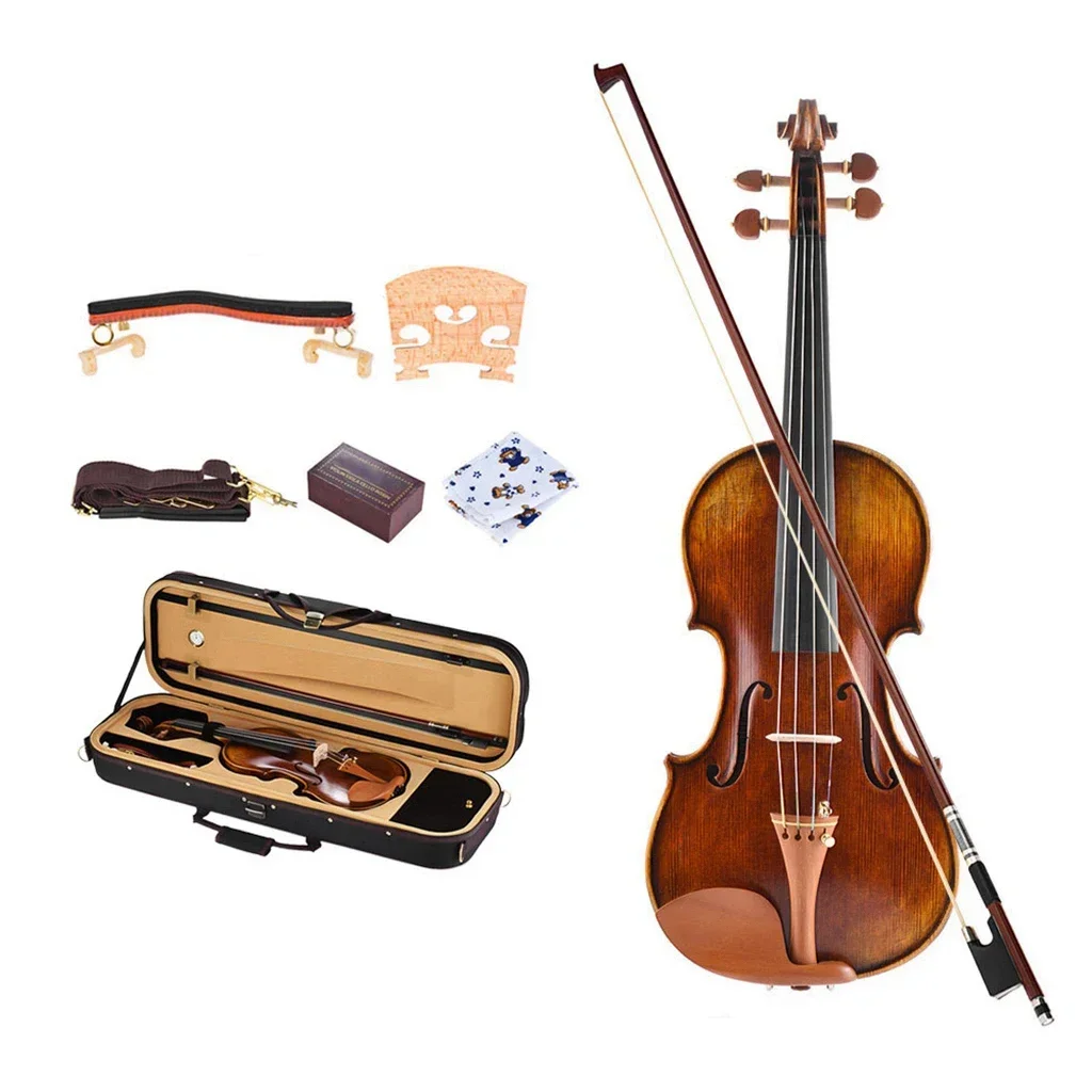 Professional Performance Level Violin Stradivarius 1716 Copy 4/4 Handmade Violin Spruce Violino & Bow Case Strings