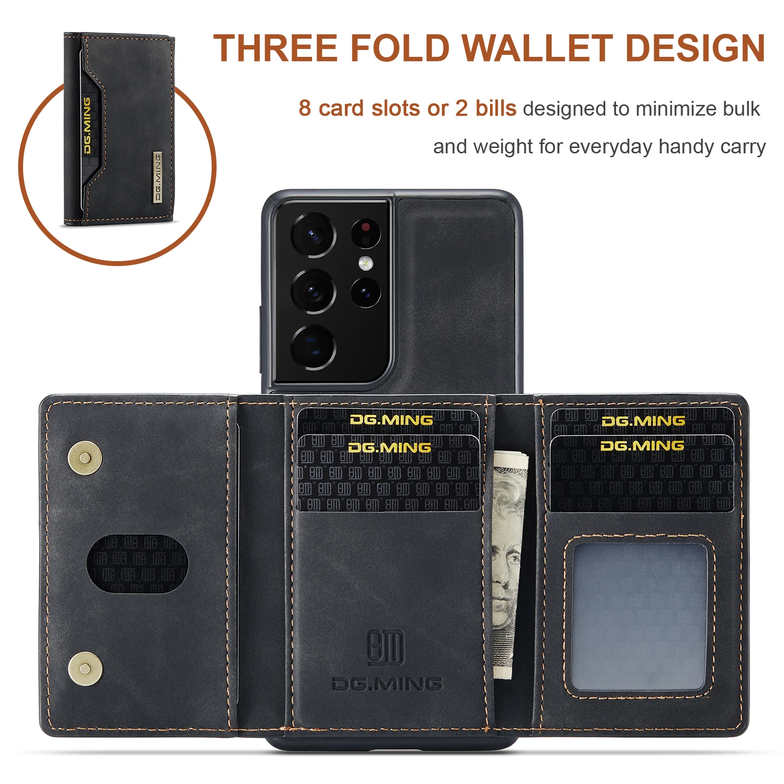 2 in 1 Cover For Samsung Galaxy S21 S22 23 24 Plus Ultra A55 A35 A54 A34 A13 A33 A53 A73 5G Wallet Case with Card Holder Leather