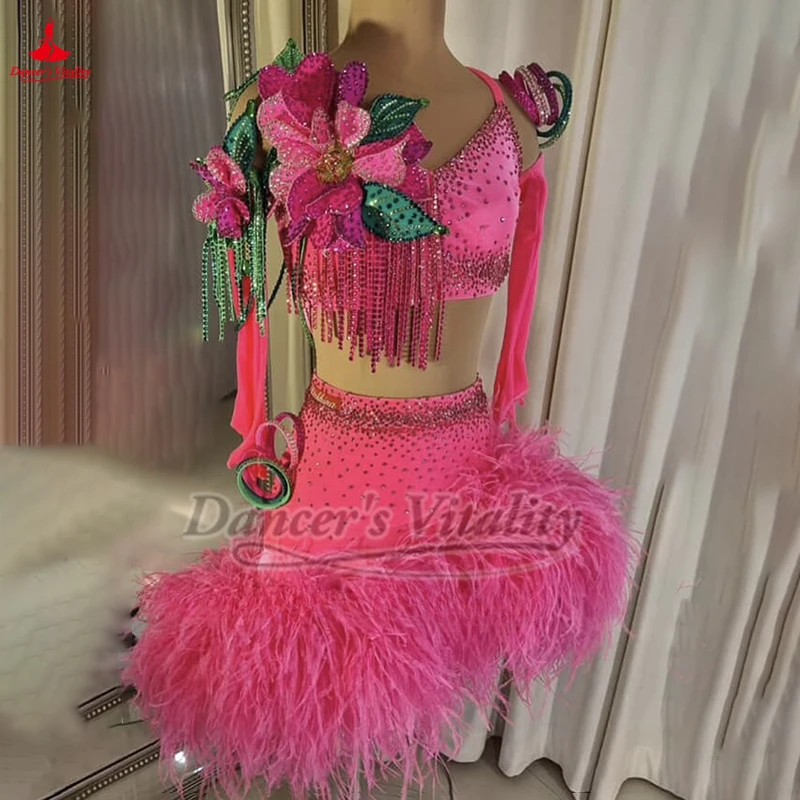 성인과 어린이 무대 공연 라틴 댄스 드레스 블랙풀 댄스 축제 전문 경쟁 의류 사용자 정의