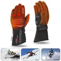 Guantes calefactables con batería de litio para esquiar, manoplas cálidas de invierno para pantalla táctil, impermeables, recargables para ciclismo