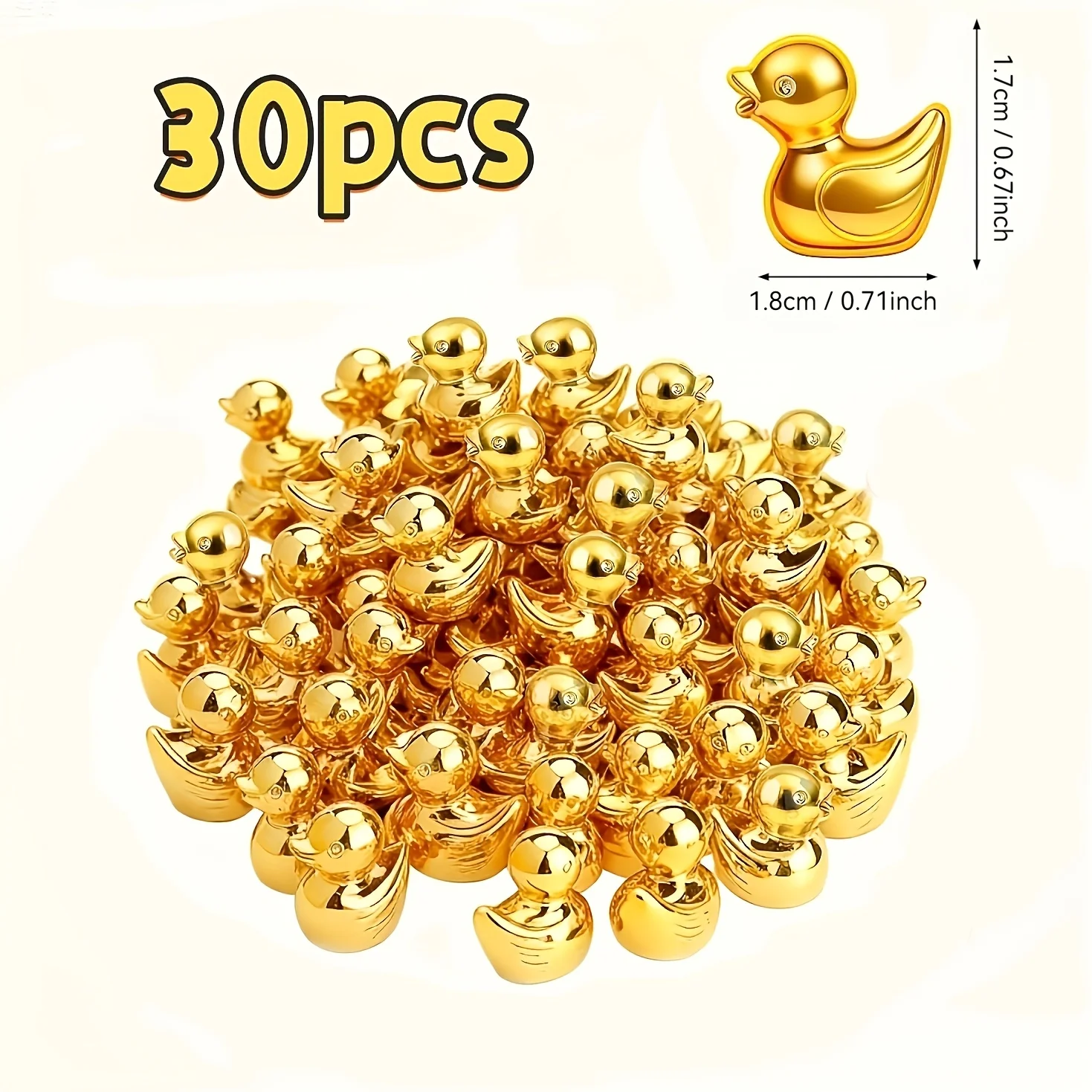 30pcs Mini Golden Ducks Collectible Figurines Mini Yellow Duck Statues  Mini Ornaments Dollhouse Decoration