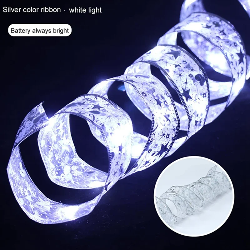 1Pack Christmas Ribbon Lights 1/2/5/10M Mini Lights Copper Wire Fairy String Lights For Party Weddings Christmas Tree Decortion