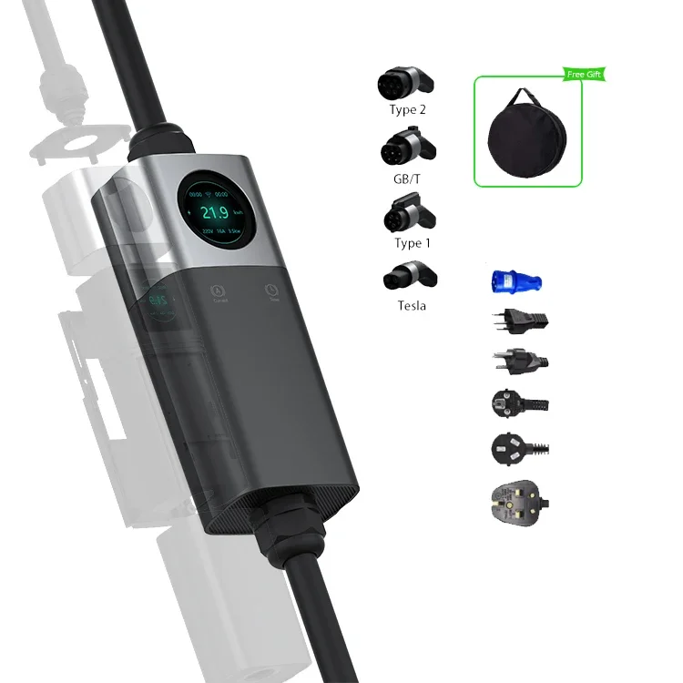 

Commercial Ev Charger Type2 7kw 32a Gbt Type1 40a 11kw 22kw J1772 EVS AC Fast Electric Car Level 2 Portable Ev Charging Station