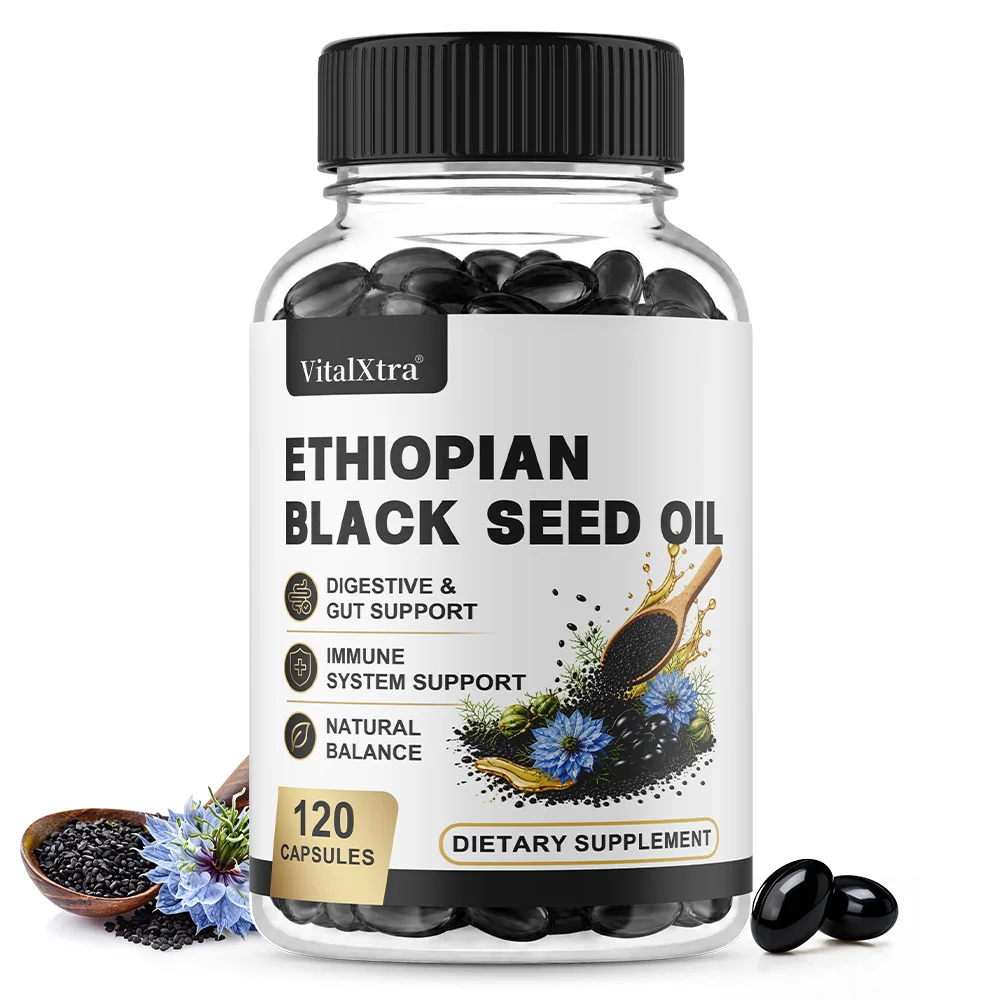 Ethiopian Black Seed Oil Softgel 800mg Gluten Free Non GMO Daily Health Support Diatery Supplement 120 Count