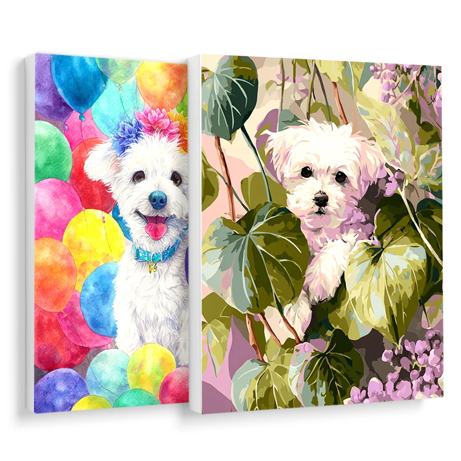 

RUOPOTY Painting By Numbers Adult Coloring Cute pet dog Animals Drawing By Numbers Canvas Handmade Picture Paint Kit Home Decor