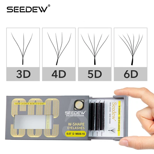 Pestañas SEEDEW en forma de W 3D 4D 5D 6D, extensiones de pestañas prefabricadas, pestañas individuales suaves y naturales, totalmente densas