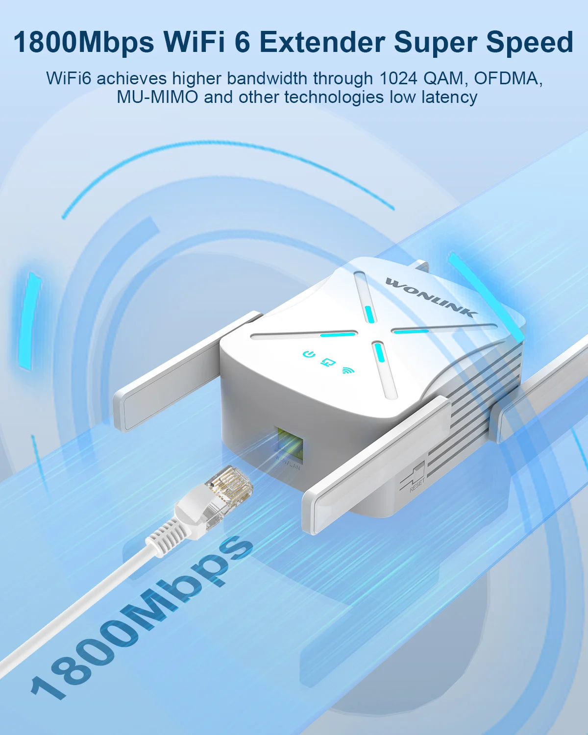 AX1800 WiFi 6 Repeater Router Dual Band 2.4G&5Ghz Signal Booster 4 Antenna Gigabit Long Range Amplifer For Home WL-NE3602