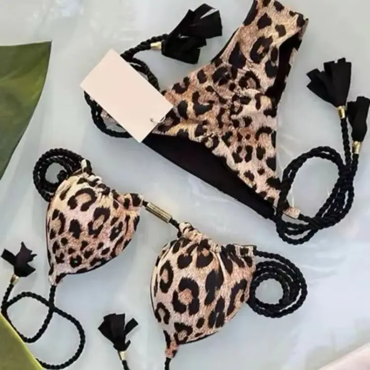 OIINAA Swimwear Women Sexy Zebra Striped Bathing Suit Leopard Printed Bikini Set Tie Dye Two-piece Drawstring Beachwear Biquinis