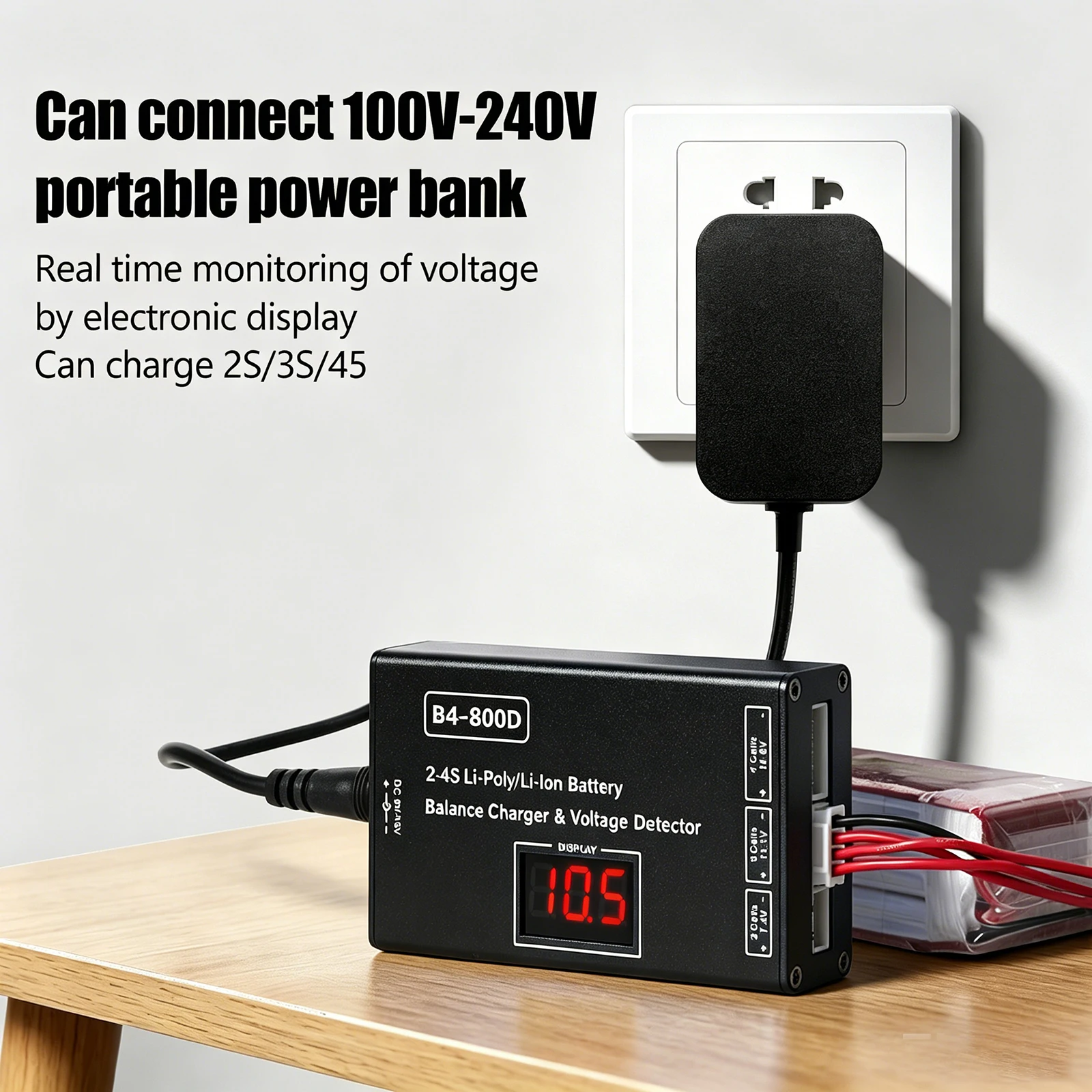 LED display lithium battery charger, including cables and power adapter, suitable for remote control toys and other mode