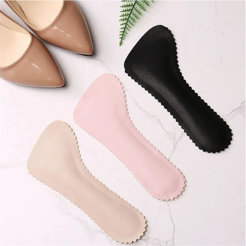 1 Pair Anti-Slip Leather Insoles for Women Sandals Sweat-absorbent Deodorant High Heel Sole Stickers Orthotics Seven-point Pads