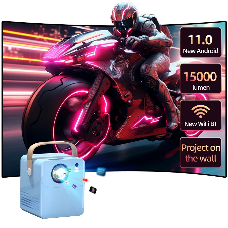 2025 New 4K Ultra HD Projector, Built in Android System, 5G WiFi Connection to Phone Screen Projection, Compact and Portable, Su