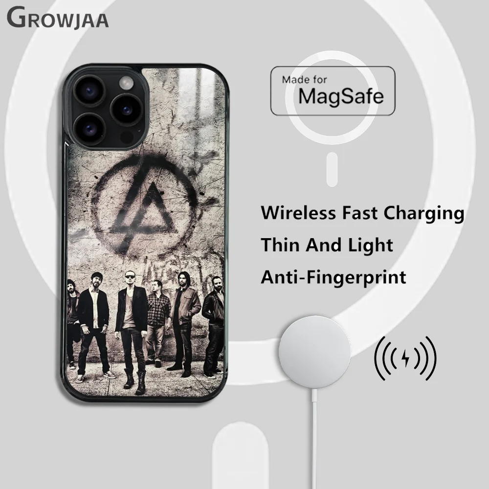 L-linkin park magsafe capa de telefone para iphone 15 14 13 12 11 pro max plus mini espelho capa magnética de carregamento sem fio