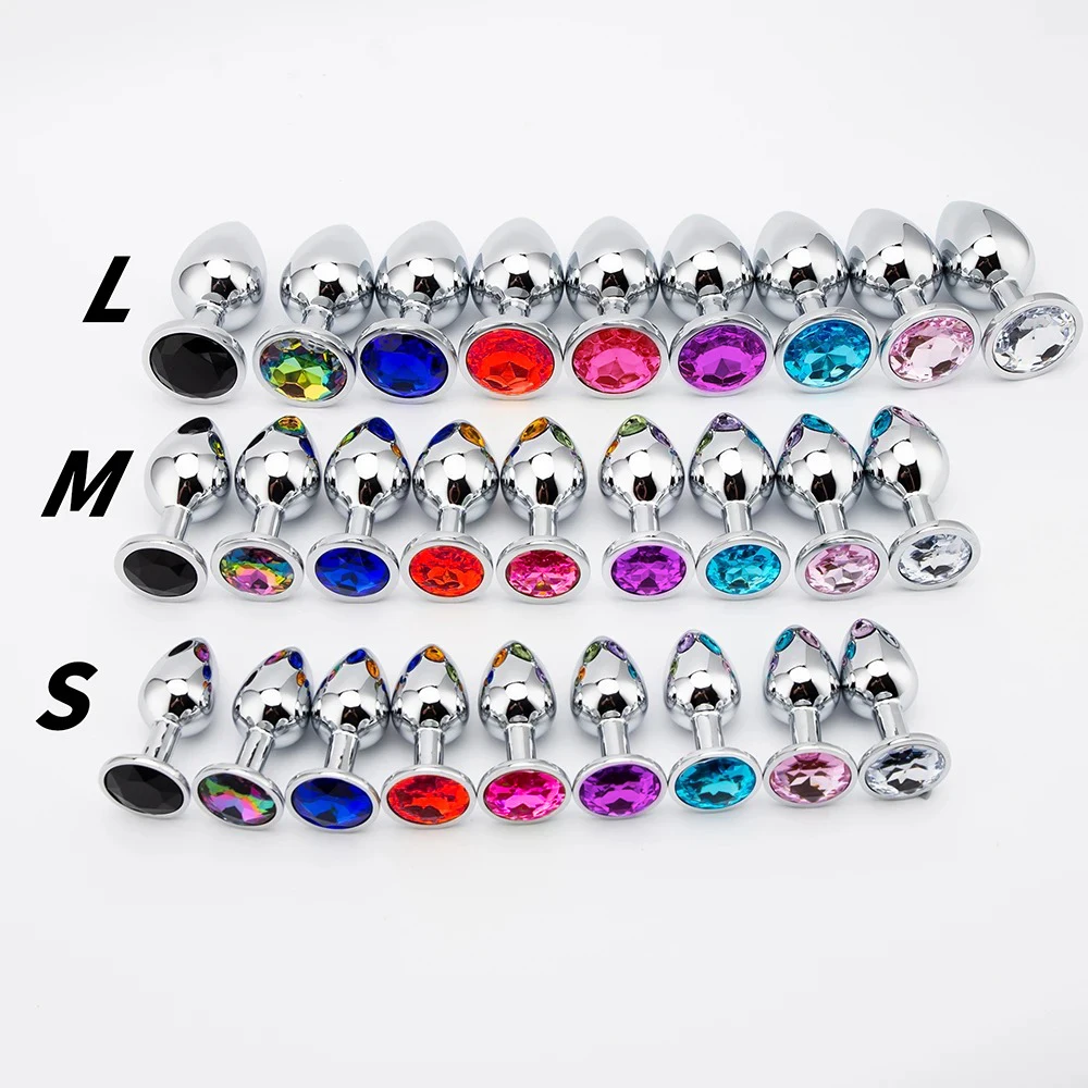 3-rozmiarowa metalowa wtyczka analna mniejsza gładka wtyczka ze stali nierdzewnej kolorowa kryształowa okrągła wtyczka odbytu dla dorosłych zabawki do seksu analnego dla kobiet