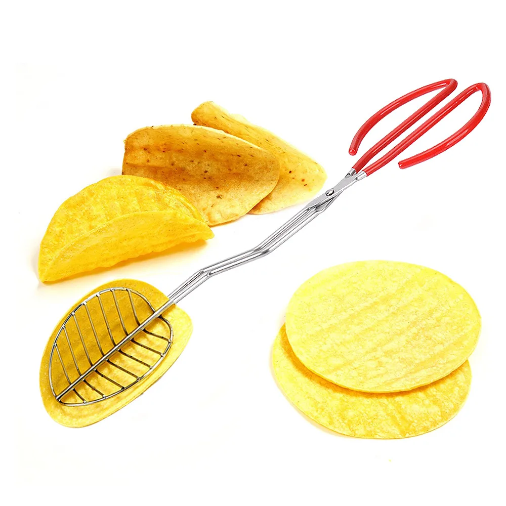 

Potato Chips Maker Press Fryer Tong Plated Steel Creative Food Pancake Long Handle Clip Durable Kitchen Baking Pastry Tool